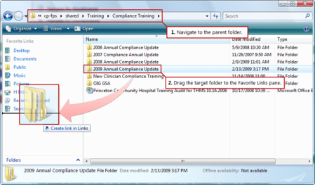 Creating a favorite link