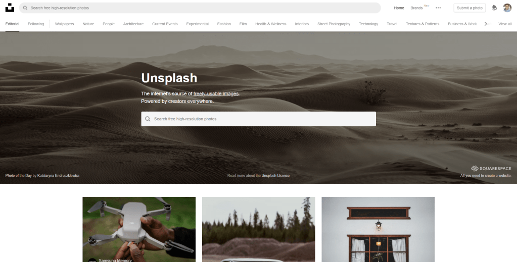 Unsplash digital image service